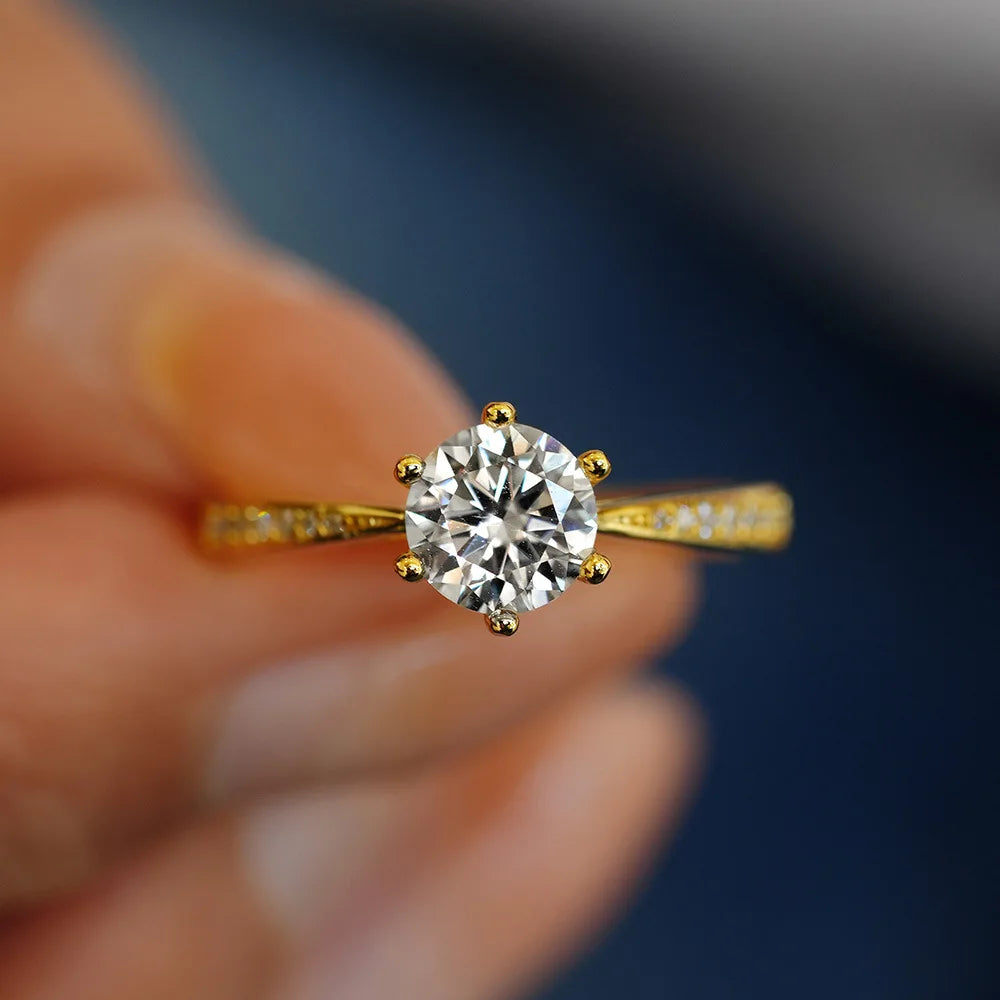 1ct and 2ct Round Moissanite Ring