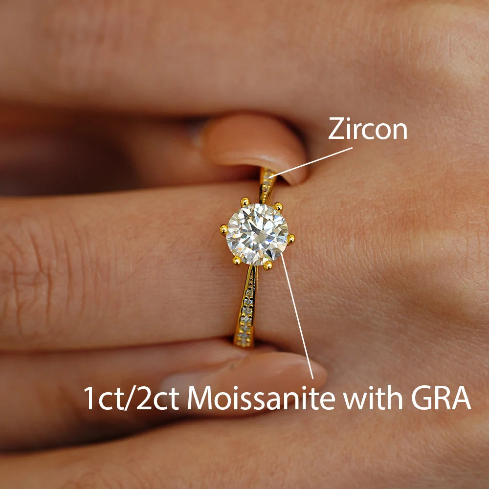 1ct and 2ct Round Moissanite Ring