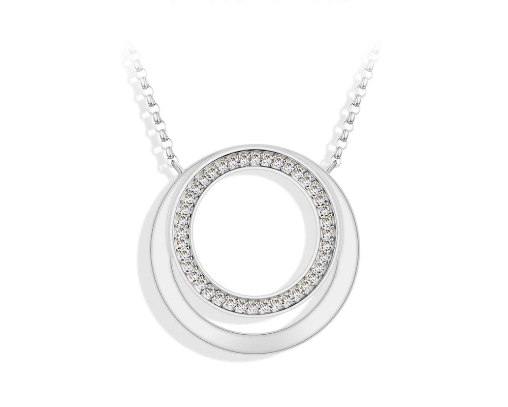 Moissanite Double Circle Round Pendant