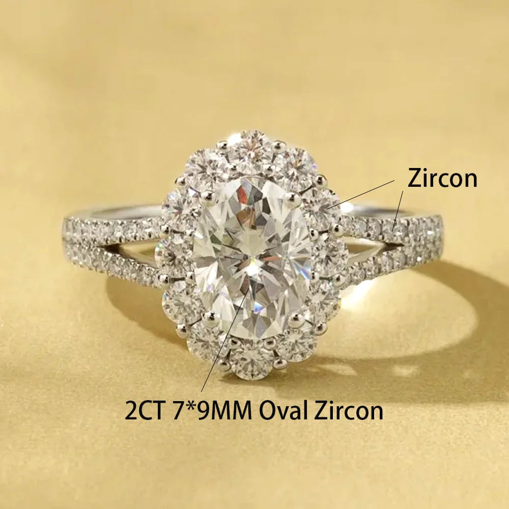 2CT' 9MM Oval Cut Moissanite Ring