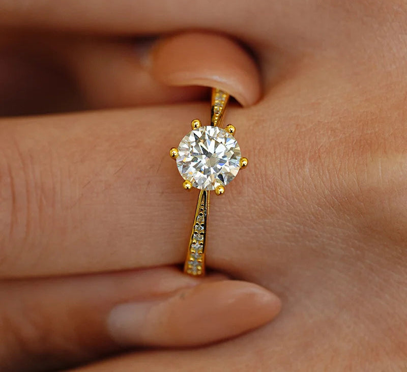 1ct and 2ct Round Moissanite Ring