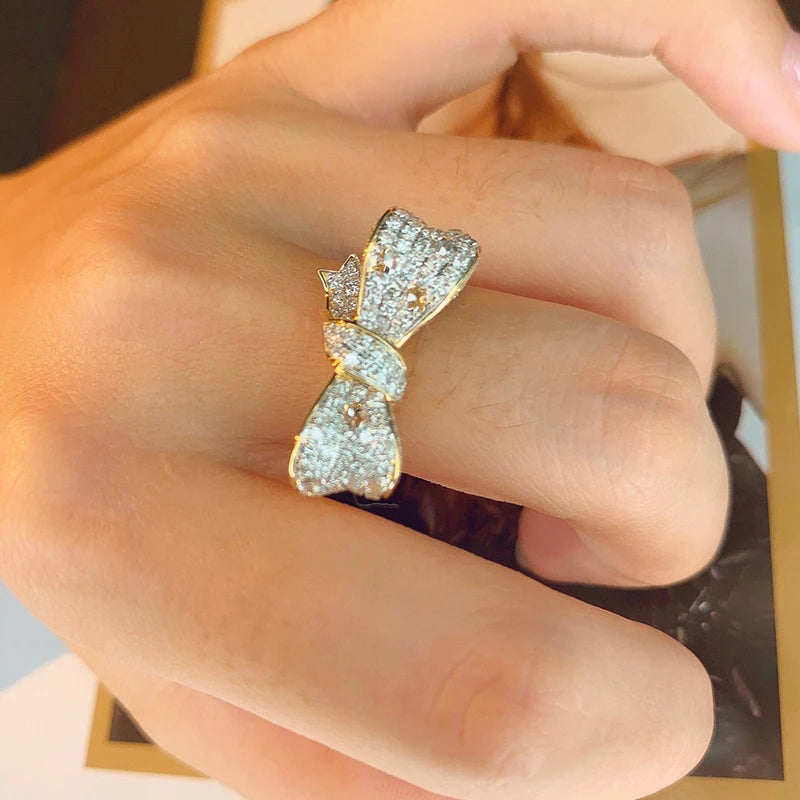 Gold and 1.5ct Diamonds Bowknot Ring