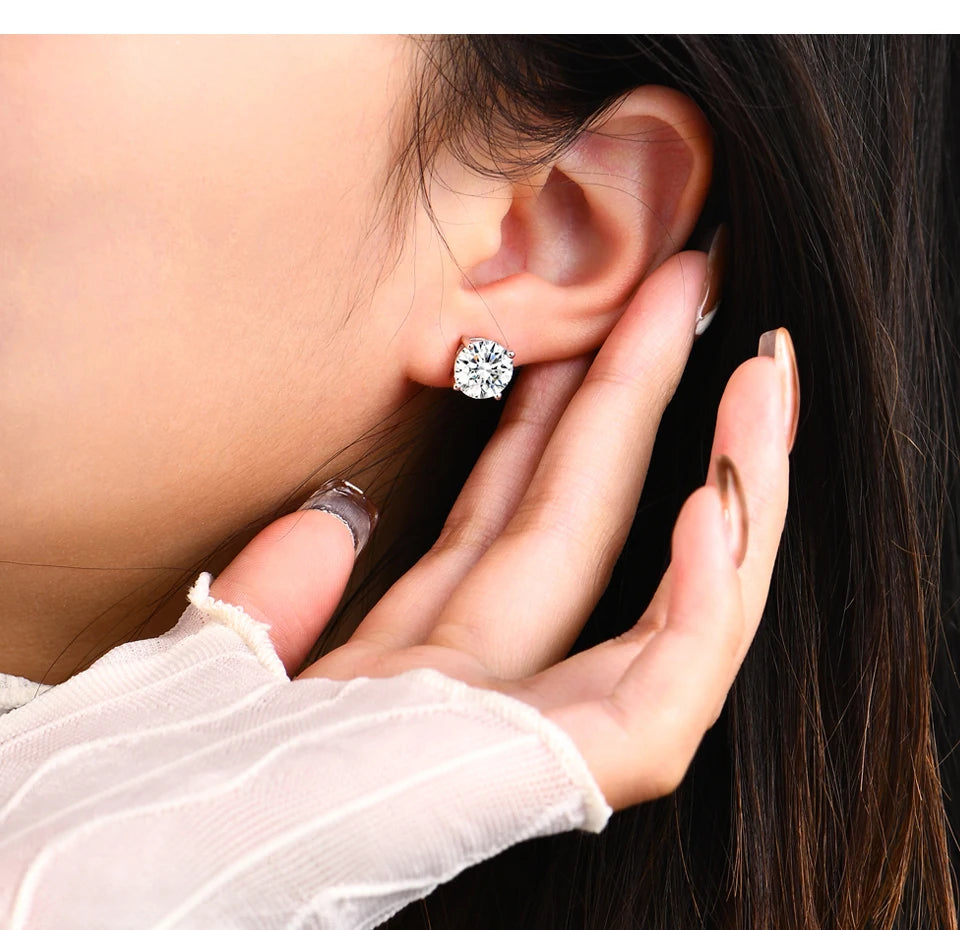 2 Carat, 8.0mm Moissanite Stud Earrings