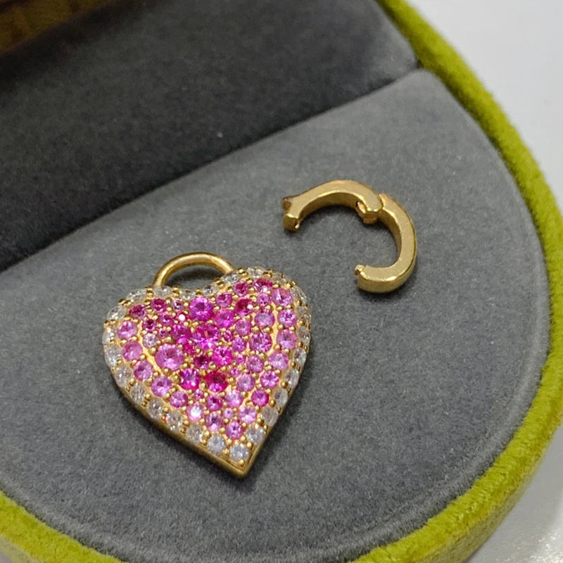 Pink Sapphire Diamonds Heart Shape Pendent