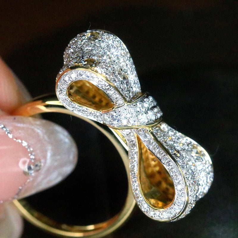 Gold and 1.5ct Diamonds Bowknot Ring
