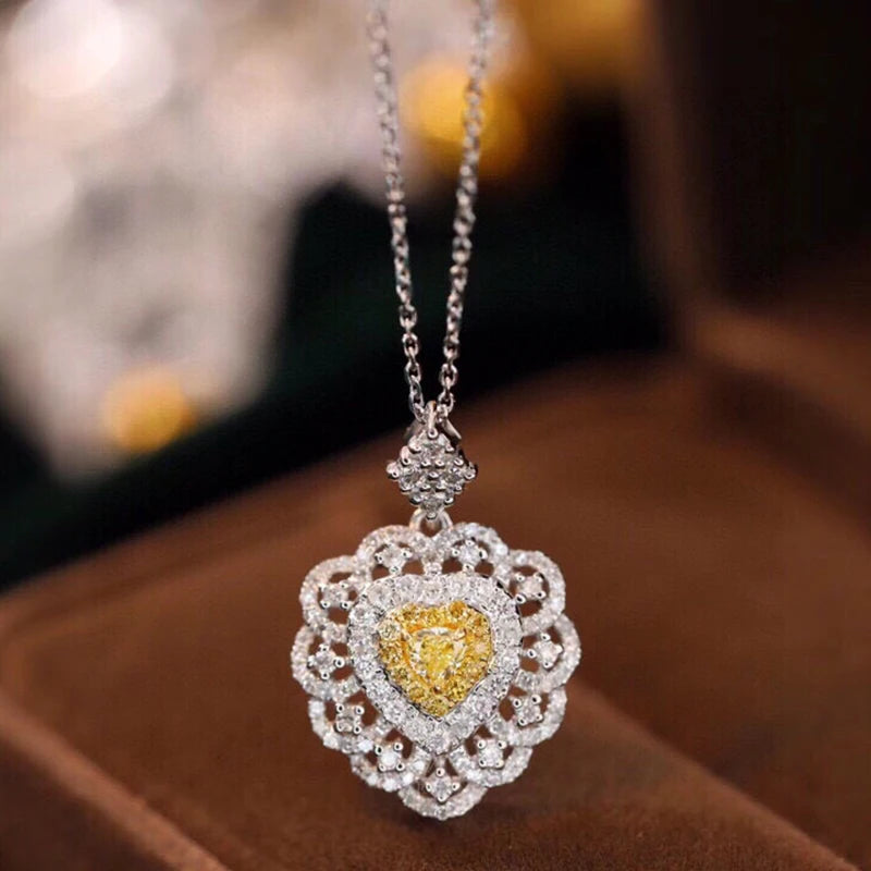 Diamond Heart Shape Necklace With Chain
