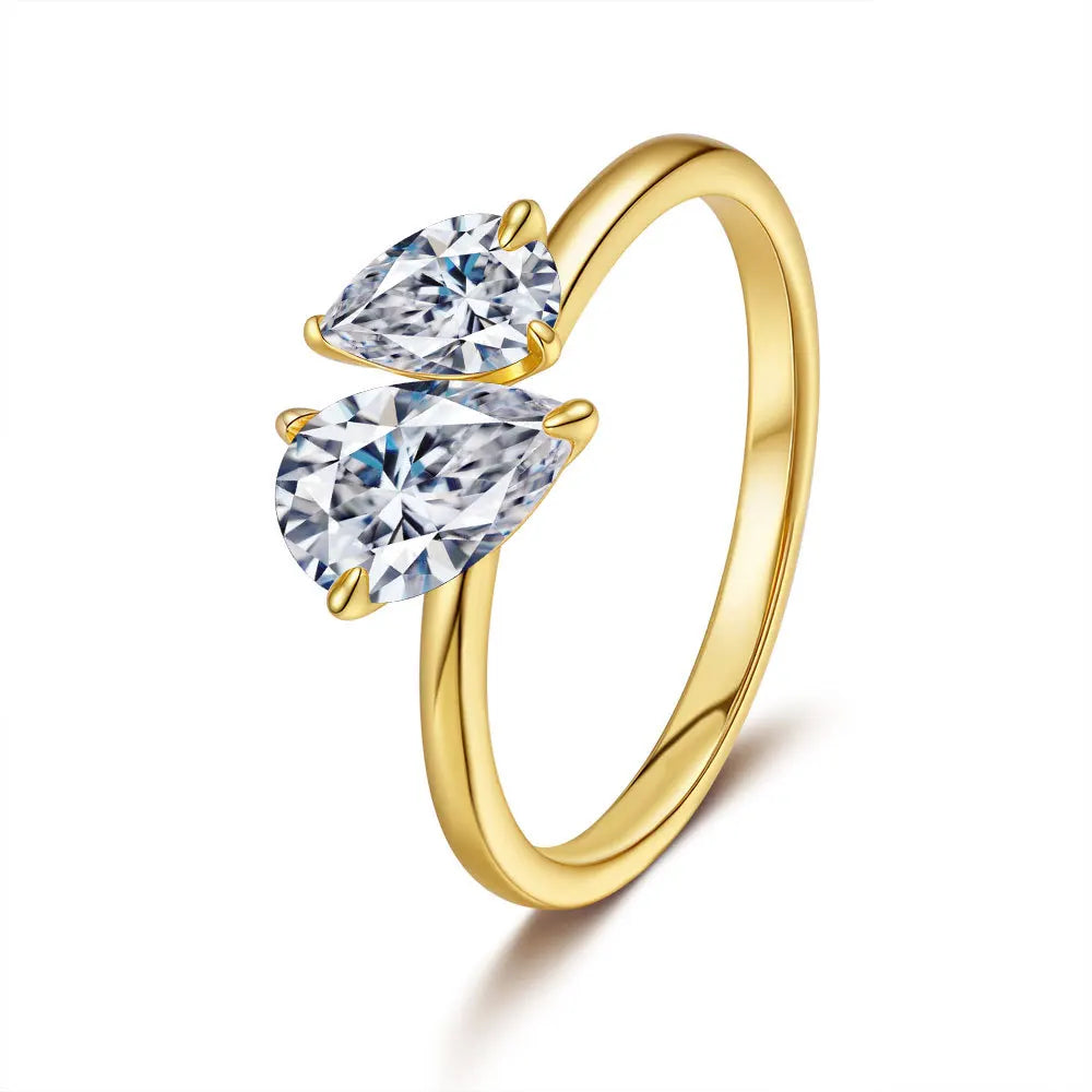 1.5ct-2-Stone Moissanite Ring