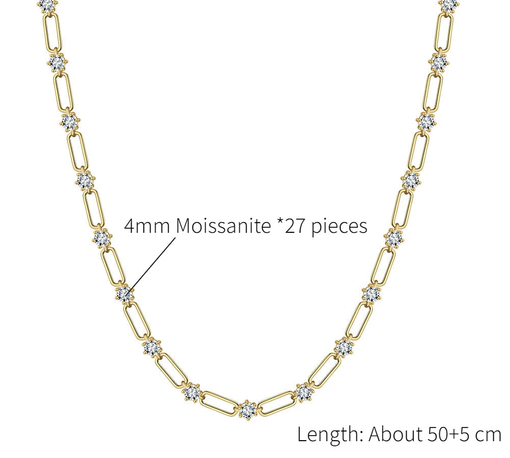 Silver 4MM Round Moissanite Collarbone Necklace