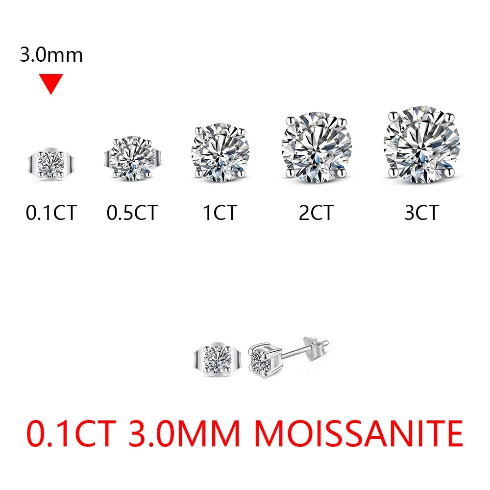 2 Carat, 8.0mm Moissanite Stud Earrings