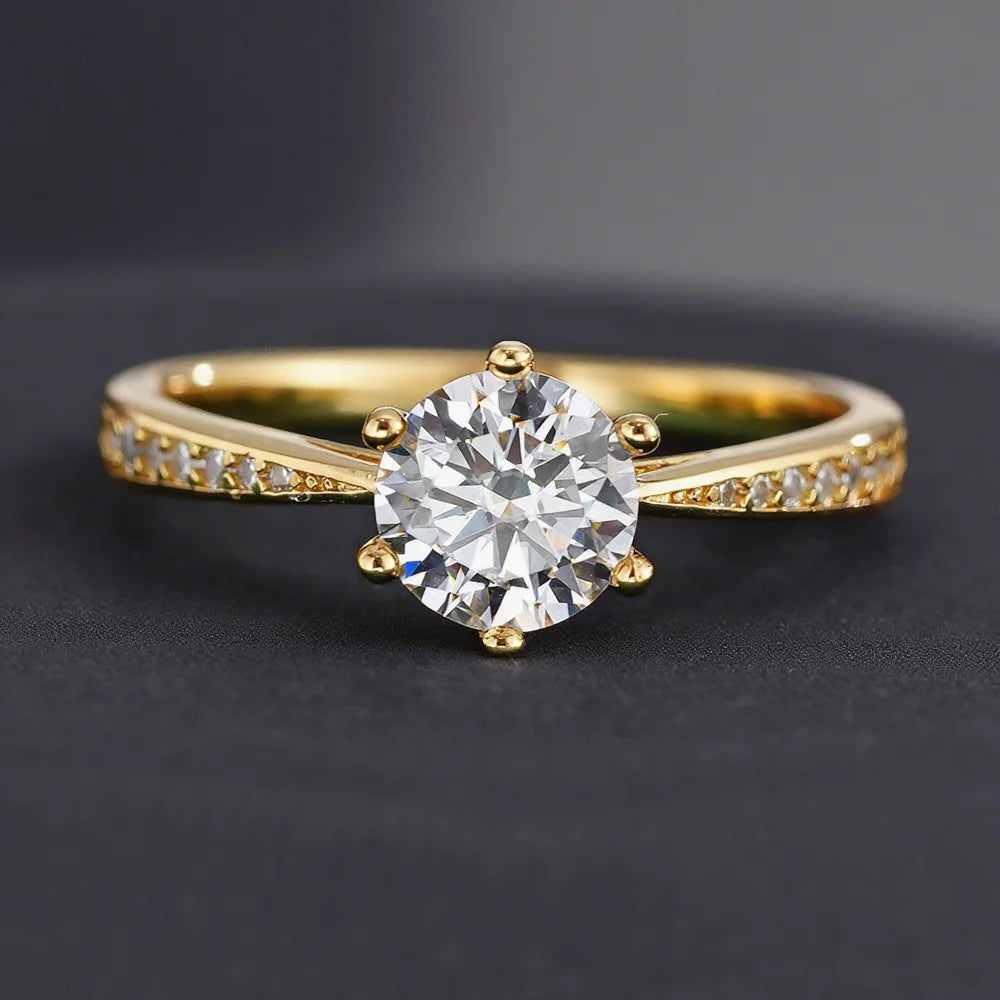 1ct and 2ct Round Moissanite Ring