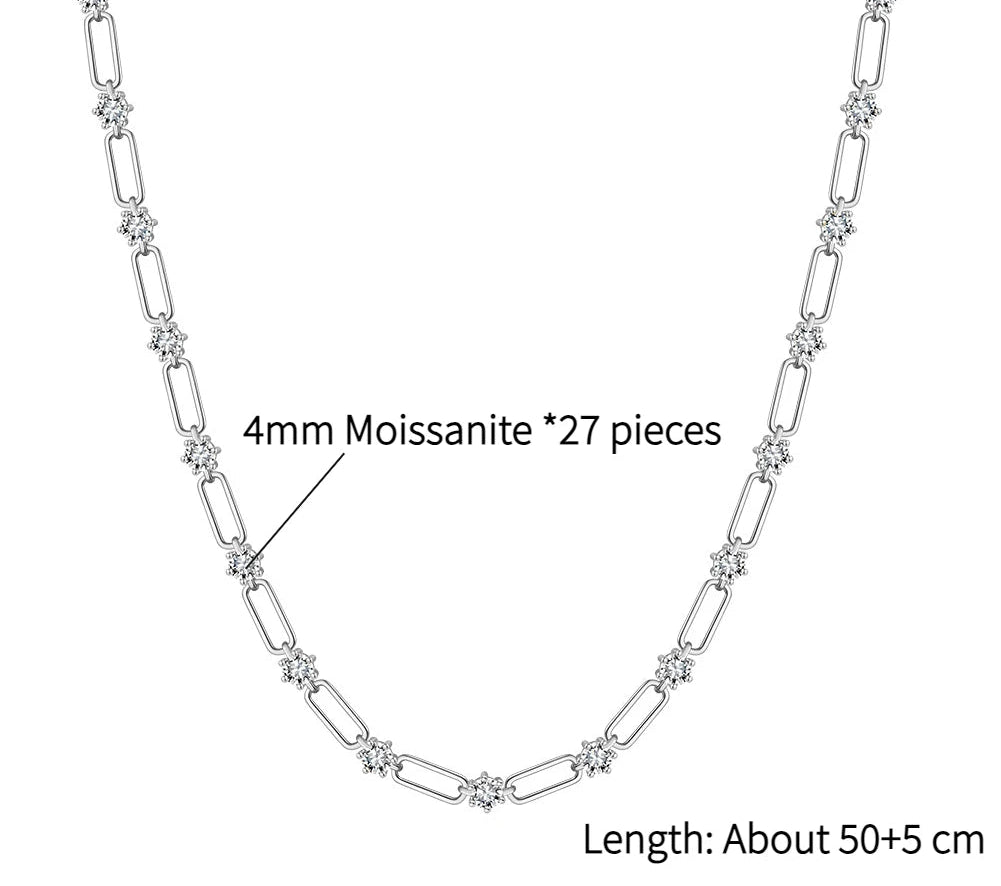Silver 4MM Round Moissanite Collarbone Necklace