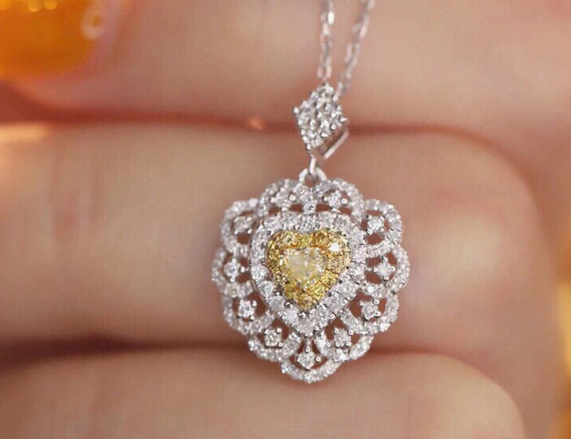 Diamond Heart Shape Necklace With Chain