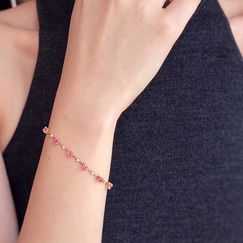 Natural Pink Sapphire Diamond Bracelet