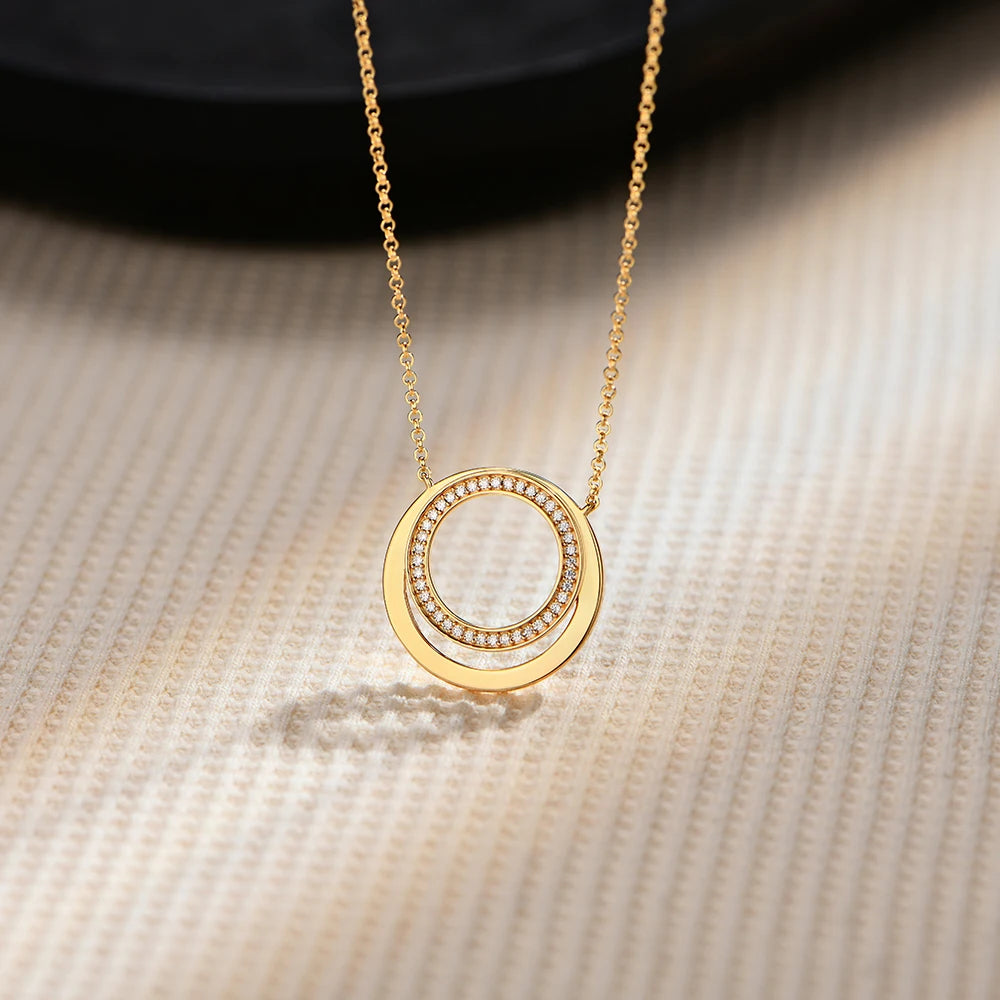 Moissanite Double Circle Round Pendant