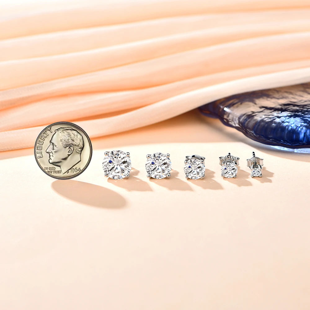 2 Carat, 8.0mm Moissanite Stud Earrings