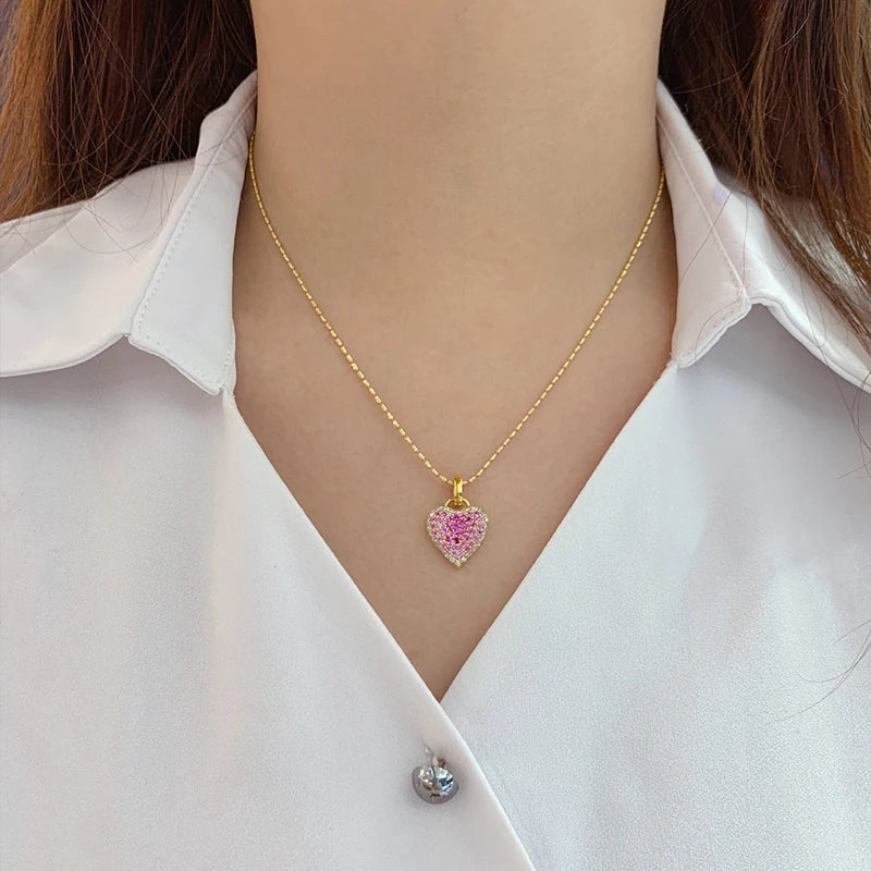 Pink Sapphire Diamonds Heart Shape Pendent