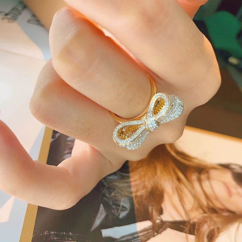 Gold and 1.5ct Diamonds Bowknot Ring