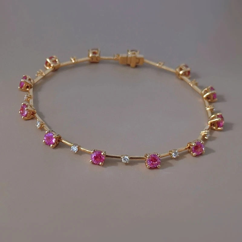 Natural Pink Sapphire Diamond Bracelet