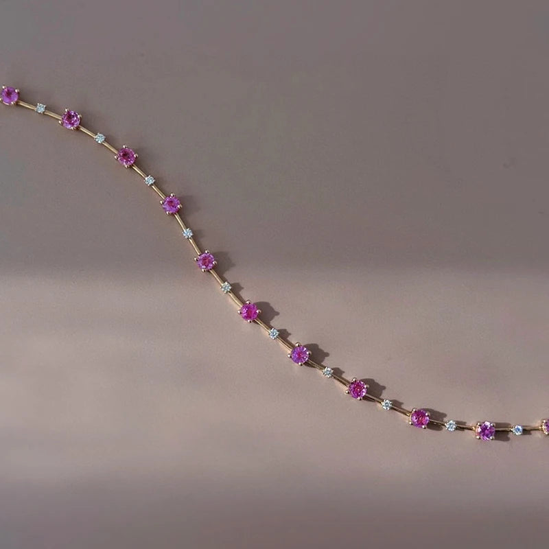 Natural Pink Sapphire Diamond Bracelet
