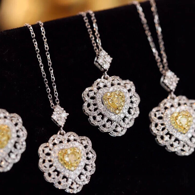 Diamond Heart Shape Necklace With Chain