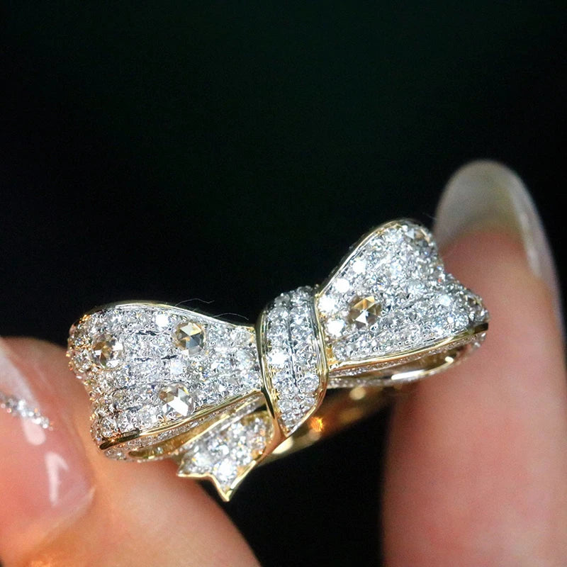 Gold and 1.5ct Diamonds Bowknot Ring