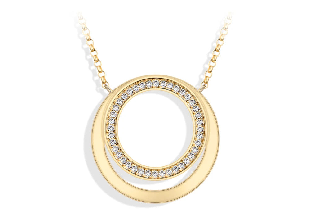 Moissanite Double Circle Round Pendant