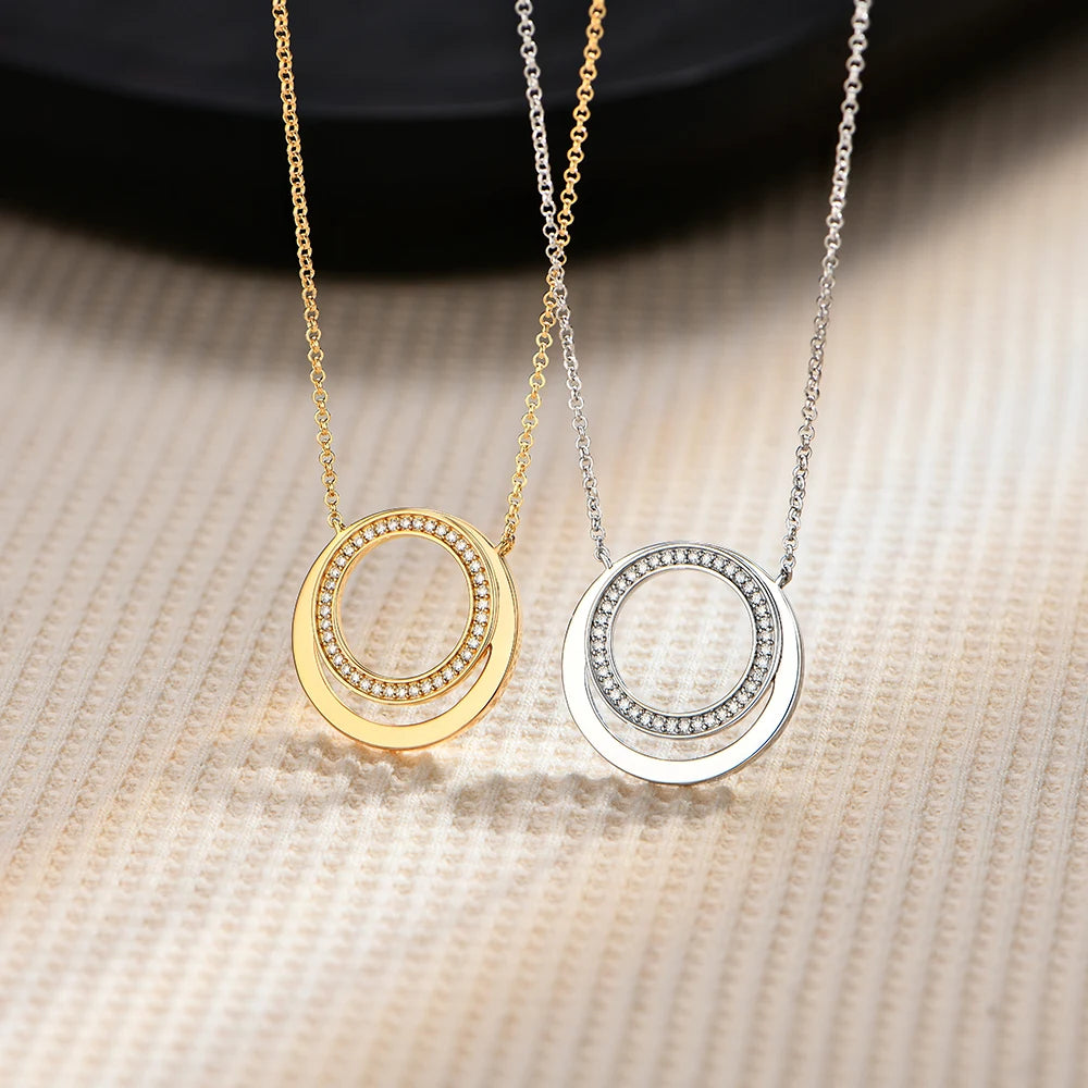 Moissanite Double Circle Round Pendant