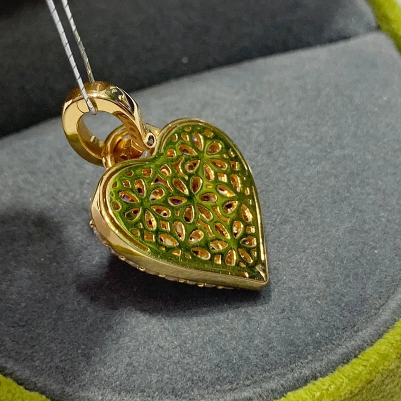 Pink Sapphire Diamonds Heart Shape Pendent